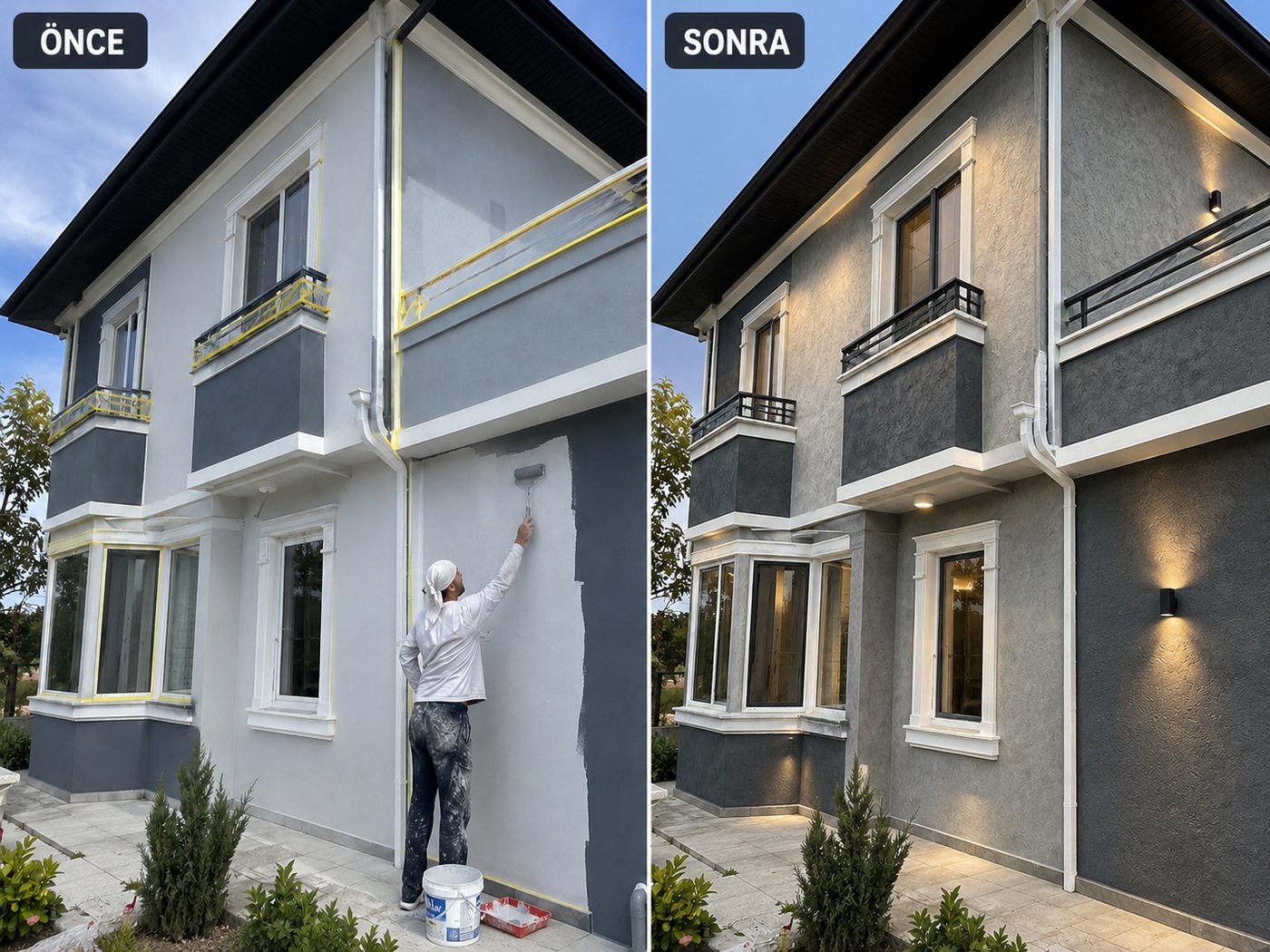 İnciraltı dış cephe boya öncesi ve sonrası