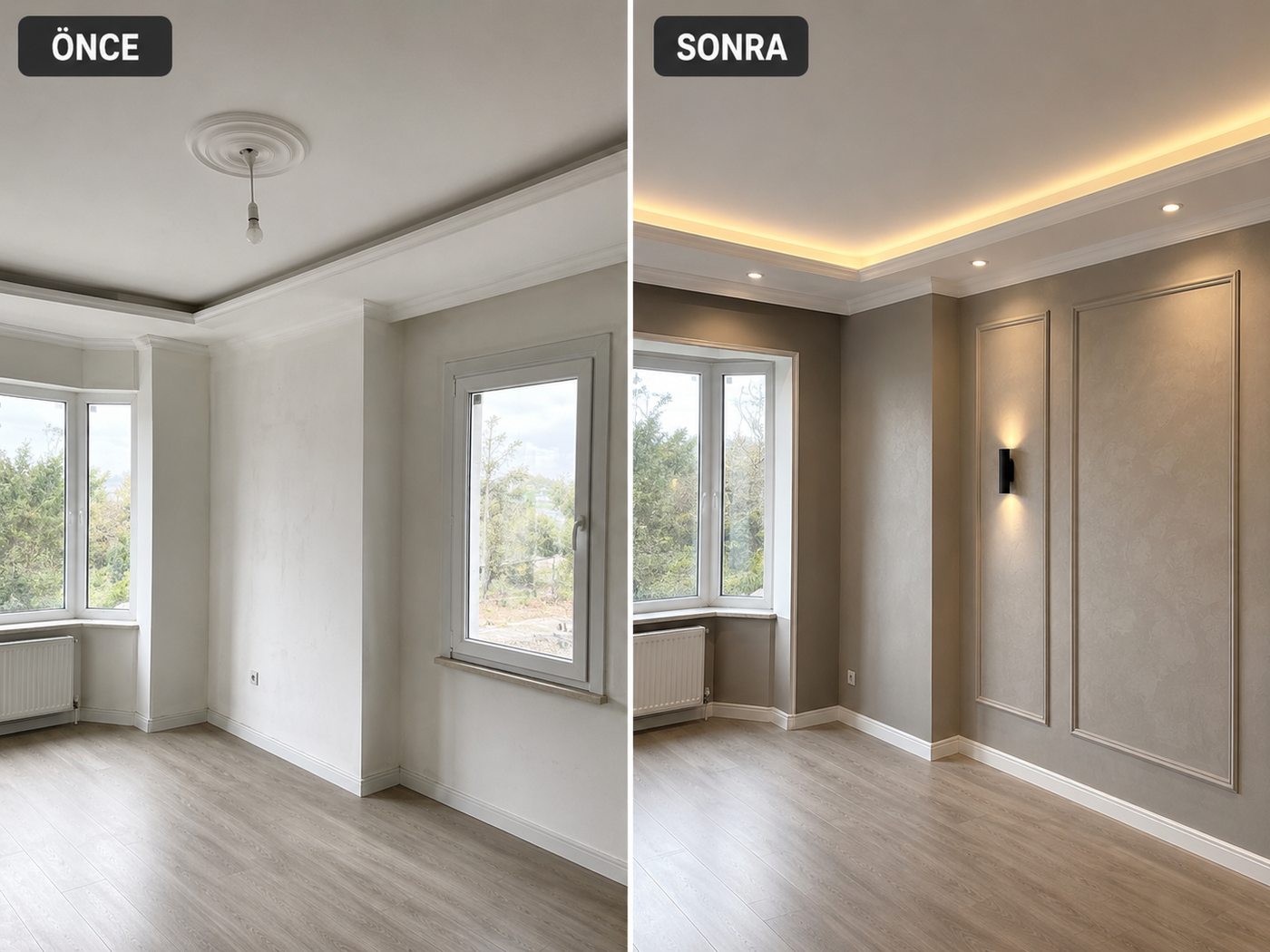 İnciraltı iç cephe boya öncesi ve sonrası